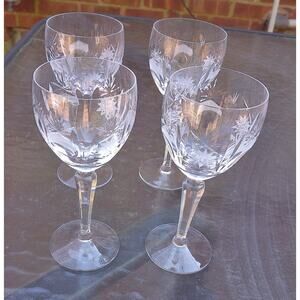 Vintage Lyngby Heidelberg Mouth Blown Crystal Red Wine Glasses Set of 4